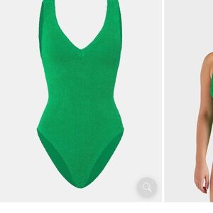 Hunza G Emerald Green Crinkle One-Piece Swimsuit